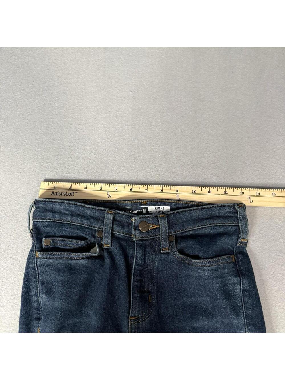 Carhartt Jeans Womens Size 2 Regular Slim Fit Dark Wash Stretch Blue Denim - Picture 9 of 14